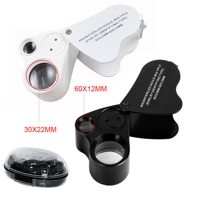60X 30X Illuminated Jewelers Loupe Magnifier Foldable Jewelry Magnifier  With Bright LED Light For Gems Jewelry Coin Stamp Watch - AliExpress
